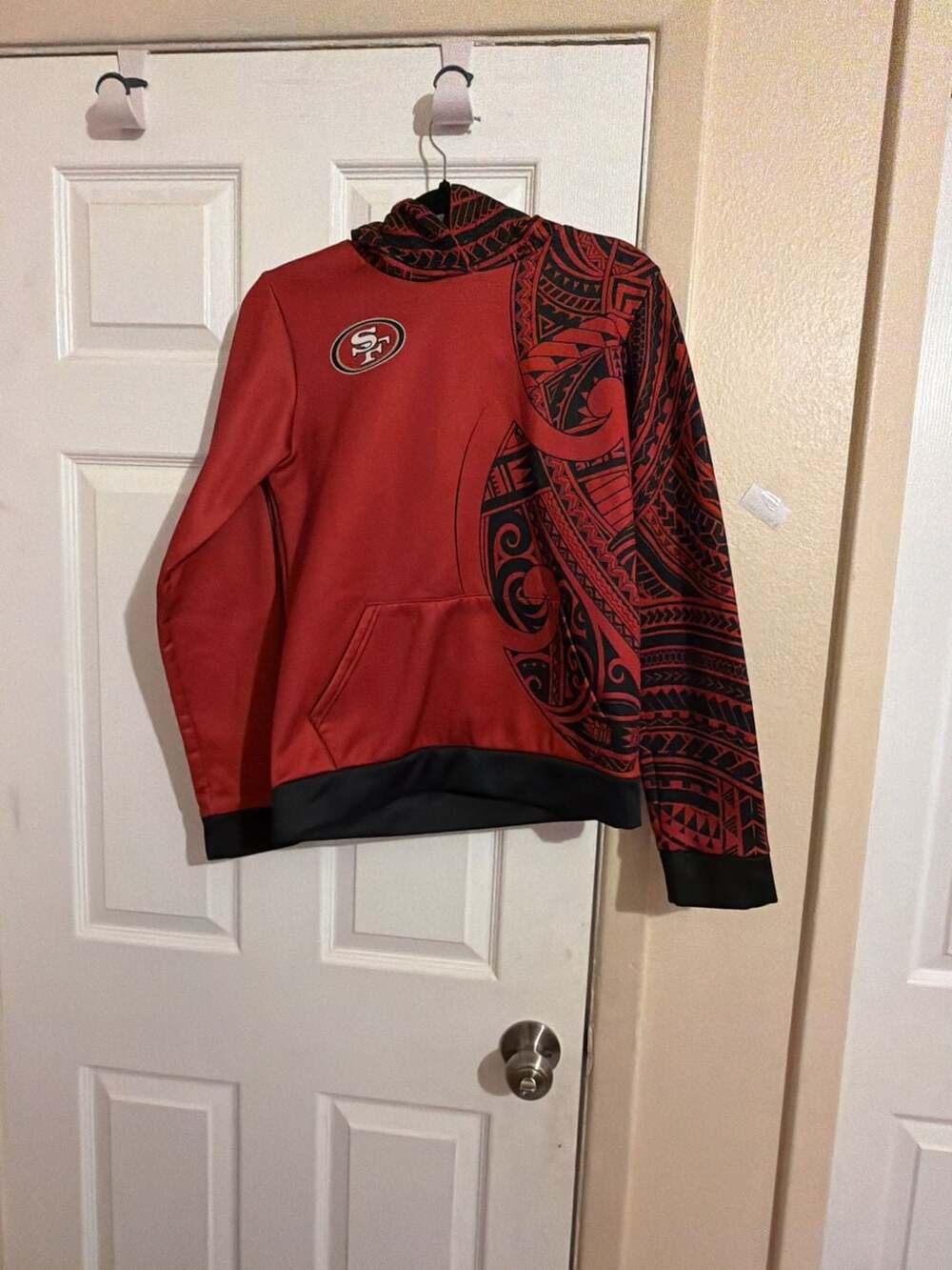 San Francisco 49ers Polynesian Tribal Pullover Hoodie Red Black